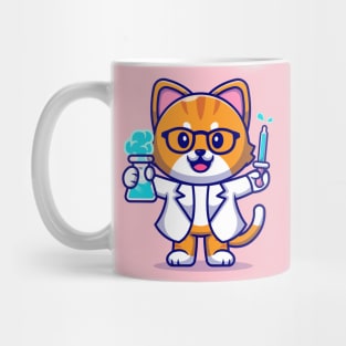 Cute Cat Scientist Cartoon Mug